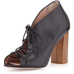 Kate Spade New York Inella Ankle Booties Black Open Toe Lace Up Goth 10B